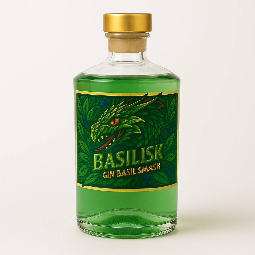 Basilisk Gin Basil Smash - Ready to Drink Naturae Spirits, cocktail artigianale con gin premium, basilico fresco e sciroppo di Limone.