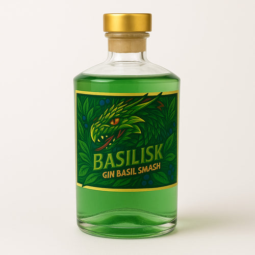 Basilisk Gin Basil Smash - Ready to Drink Naturae Spirits, cocktail artigianale con gin premium, basilico fresco e sciroppo di Limone.