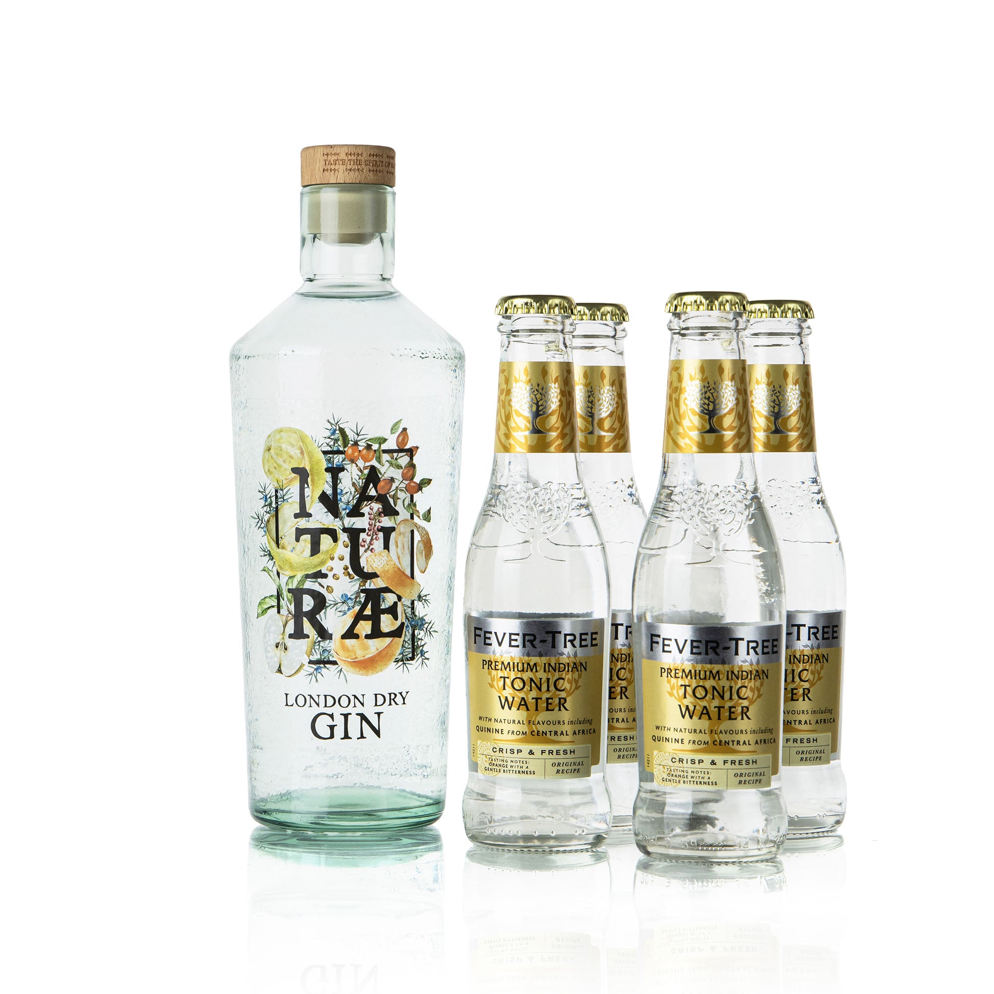 Kit Party Naturae Gin Fructetum con 4 toniche Fever-Tree, London Dry Gin agrumato artigianale made in Italy con arancia, bergamotto e ginepro.