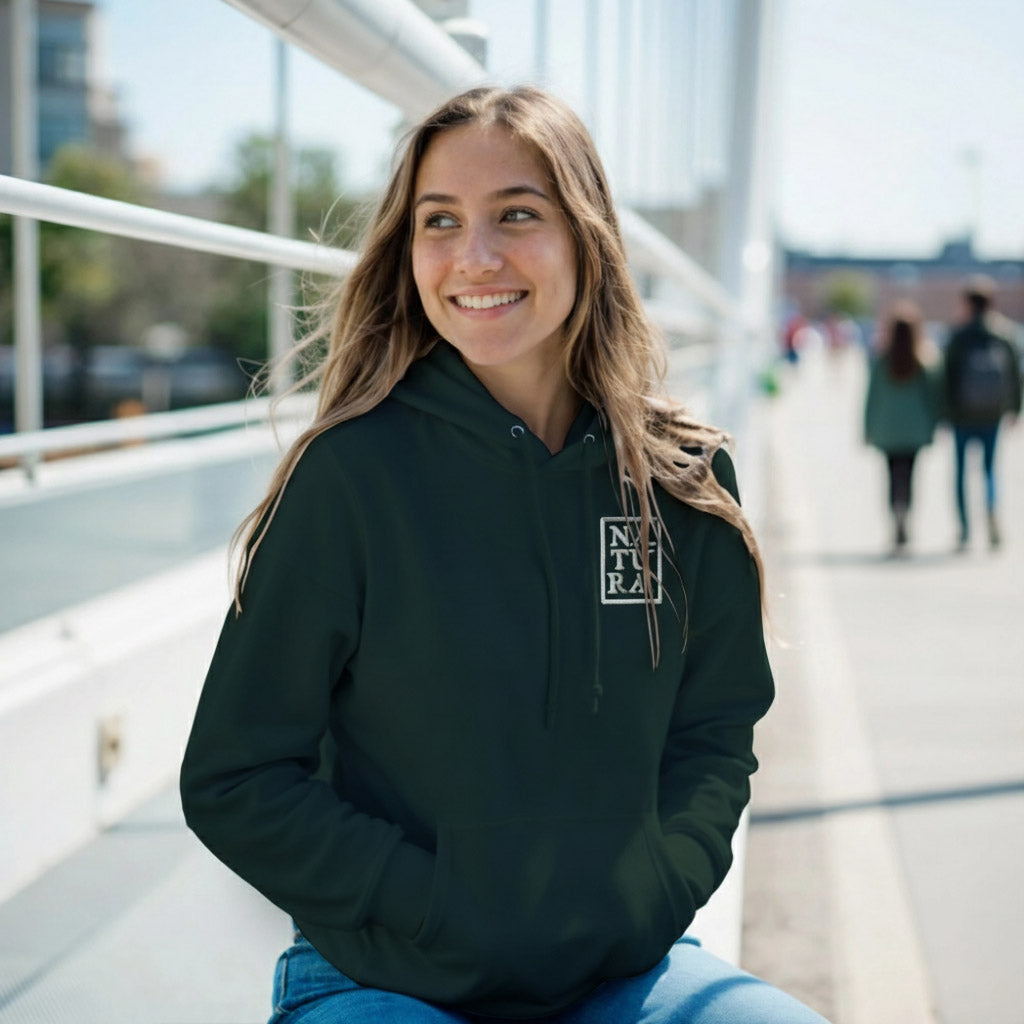 Felpa verde con cappuccio Naturae Spirits con logo ricamato