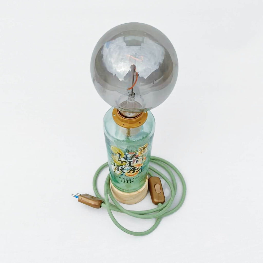 Lampada da tavolo Naturæ Spirits in legno e vetro riciclato, design artigianale made in Italy